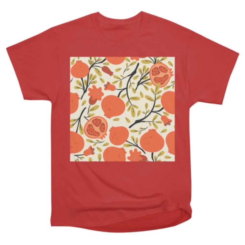 Boxy Red Pomegranate Print T Shirt - CUSTOM Made - K… - Picture 1 of 2
